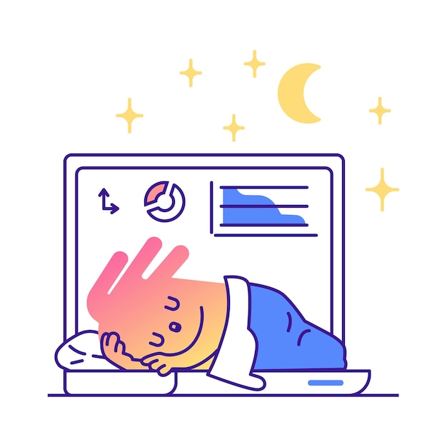 un hombre durmiendo en una computadora portátil con un hombre dormido en la pantalla