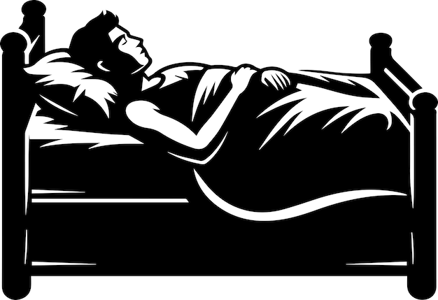 Un hombre durmiendo en la silhueta vectorial de la cama 15