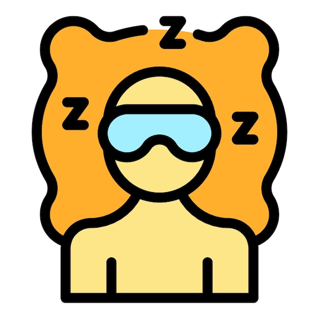 Hombre durmiente icono contorno vector sueño persona salud almohada color plano
