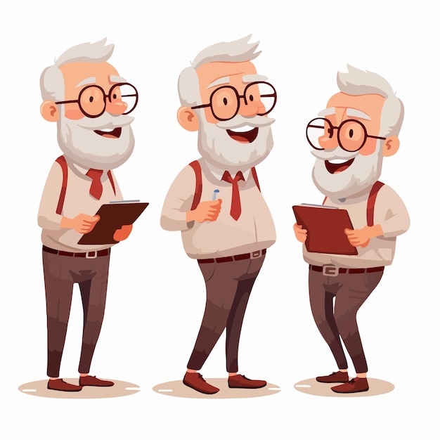 Hombre de edad avanzada con arte vectorial de cuaderno