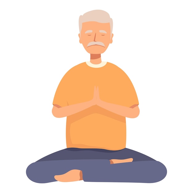Hombre de edad avanzada meditando en posición de loto practicando yoga