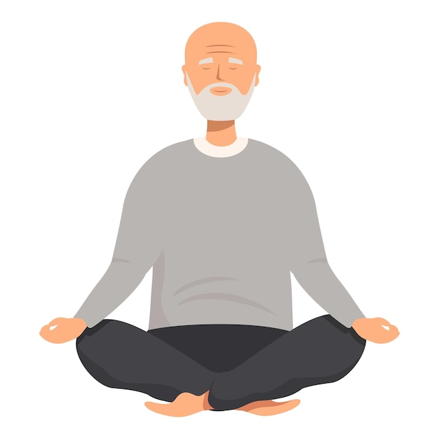 Hombre de edad avanzada meditando en la postura del loto practicando yoga
