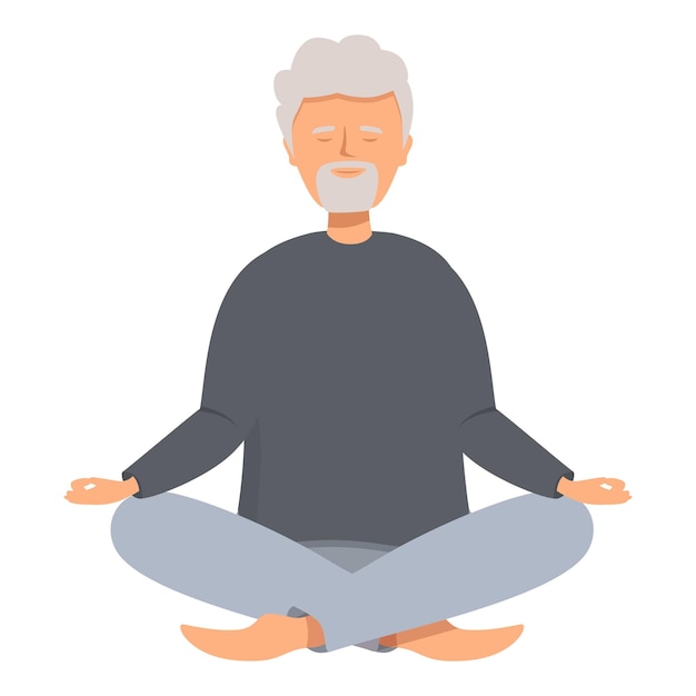 Hombre de edad avanzada meditando en la postura de yoga en la posición del loto