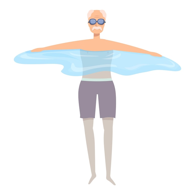 Hombre de edad avanzada nadando y haciendo ejercicio en la piscina concepto de estilo de vida saludable
