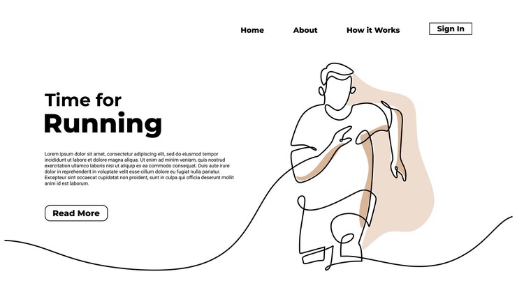 El hombre ejecuta una línea continua dibujada a mano Ilustración vectorial personas concepto de atleta Plantilla de competencia de página de destino de fitness Esbozo de contorno de movimiento de velocista