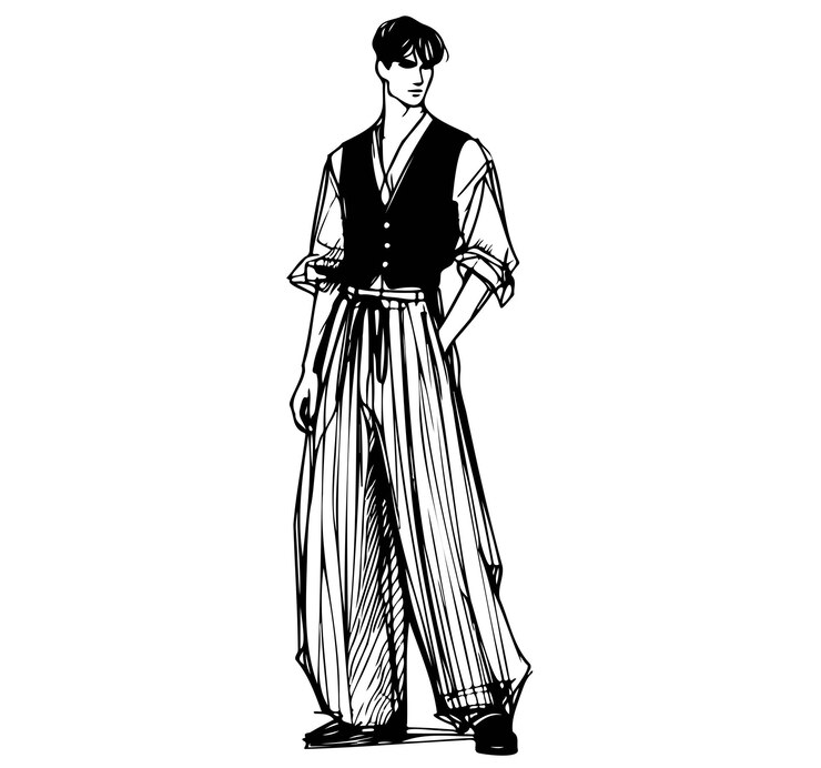 Hombre elegante y guapo con ropa de moda Hombre de moda Esbozo