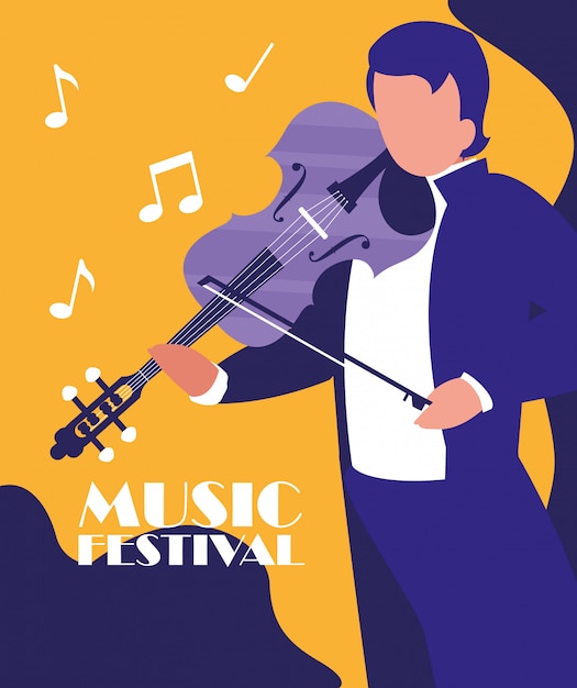 Hombre elegante tocando el violín clásico