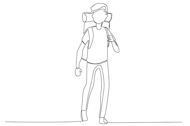 Un hombre emigró a otras áreas Dibujo de una línea de refugiados