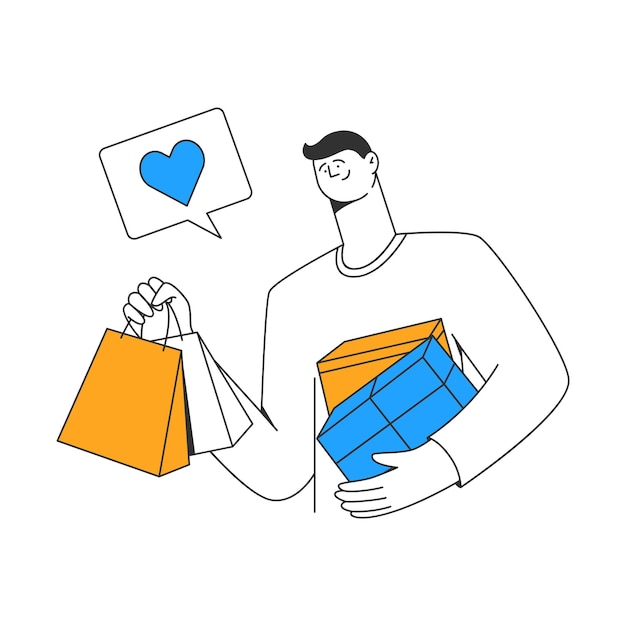 El hombre se enamoró de las compras