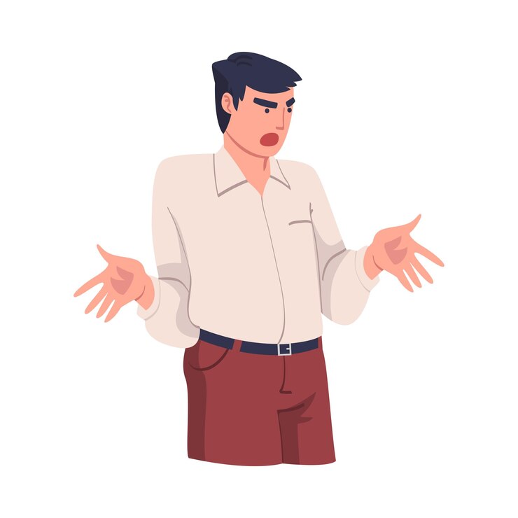 Vector hombre enojado discutiendo teniendo conflicto con alguien ilustración vectorial