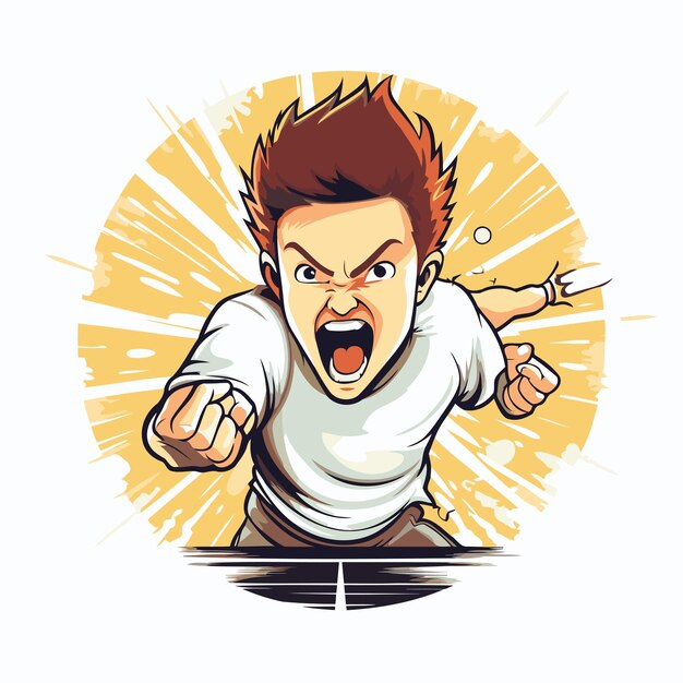 Vector hombre enojado gritando aislado en fondo blanco ilustración vectorial