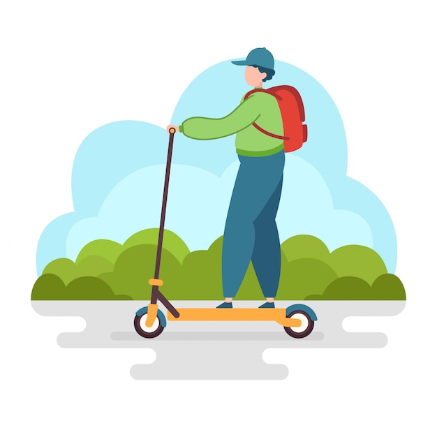 Hombre, equitación, scooter
