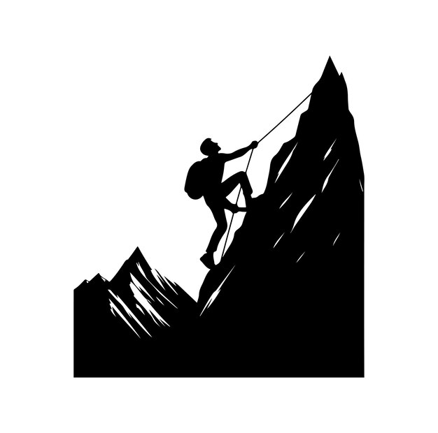 Un hombre escalando la montaña vector