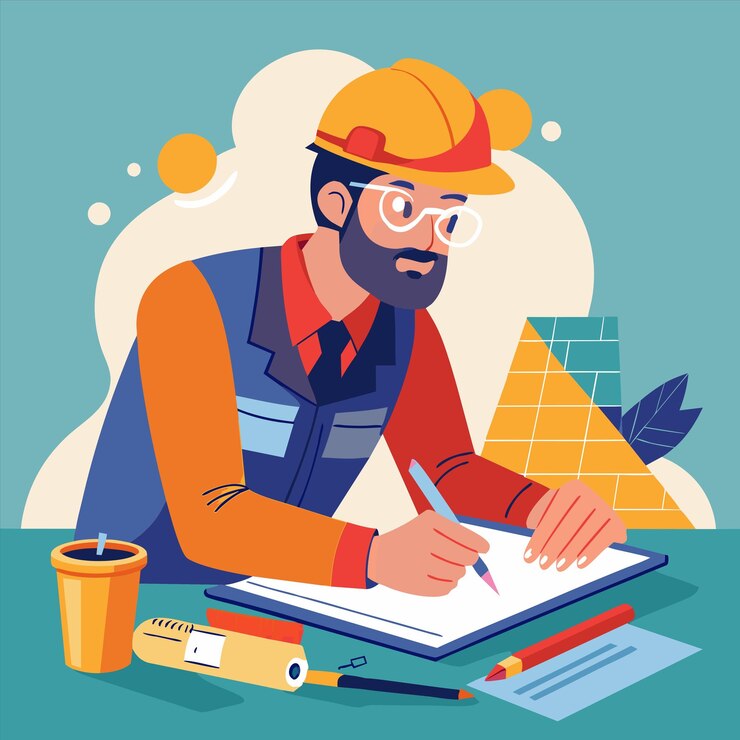 Vector un hombre escribiendo en un cuaderno con un pájaro en él