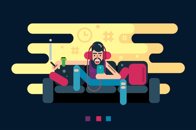 Hombre escuchando música
