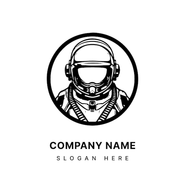 Hombre espacial con traje espacial y casco diseño del logotipo ilustración dibujada a mano