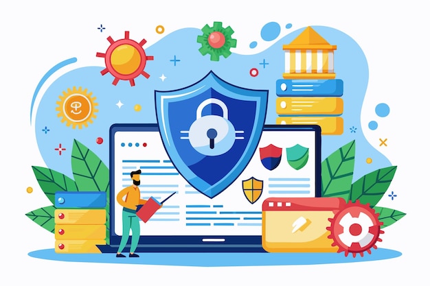 Un hombre está centrado en sus portátiles colaborando en el desarrollo de innovaciones para sistemas de seguridad