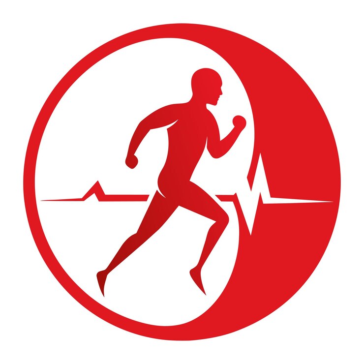 El hombre está corriendo logotipo de deportes ilustración de arte vectorial