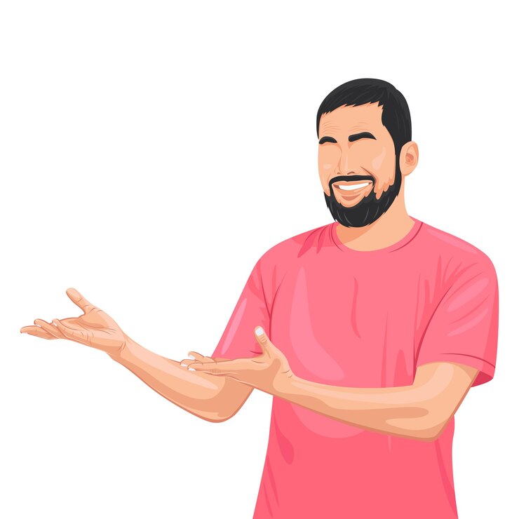 Vector un hombre está dando instrucciones o preguntando vector premium