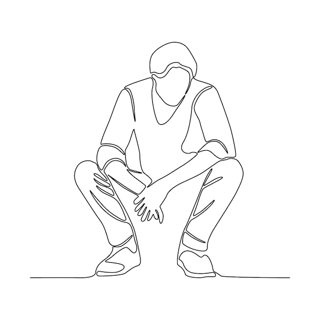El hombre está deprimido en la ilustración vectorial de la línea de arte del lunes azul
