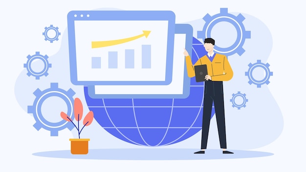 Un hombre está hablando de estrategia de aumento de negocios