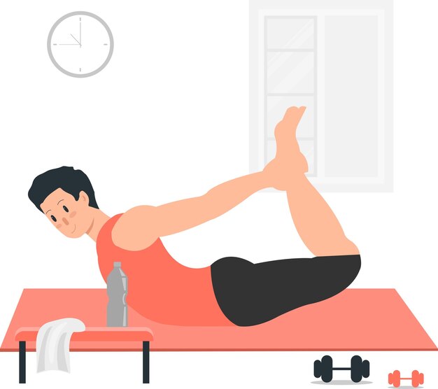 Un hombre está haciendo un ejercicio de pilates frente a una ventana.
