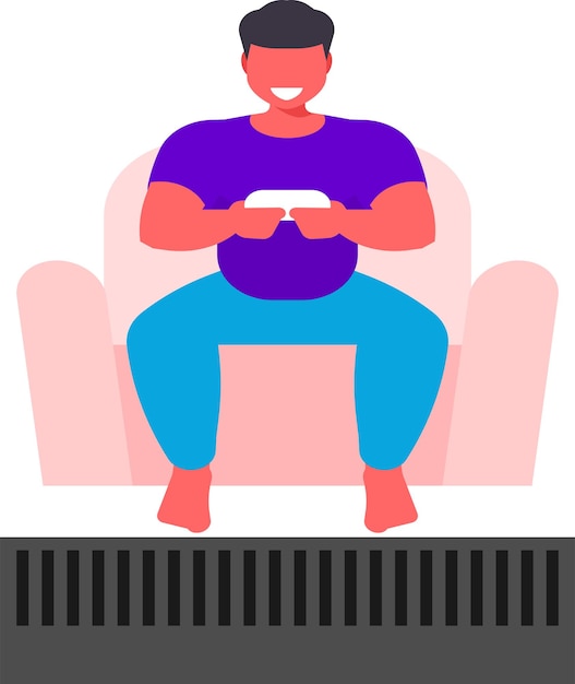 El hombre está jugando videojuegos aislado sobre fondo transparente