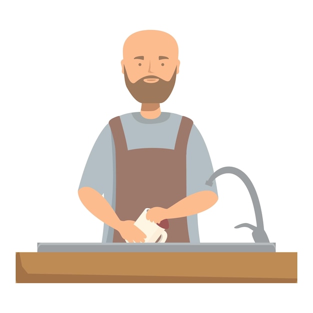 El hombre está lavando una taza blanca en el fregadero de la cocina