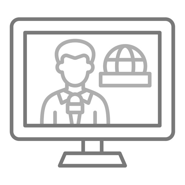 un hombre está mirando una pantalla de computadora con un hombre en un traje en él