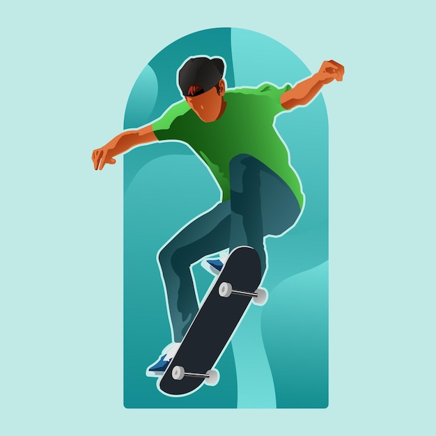 Un hombre está patinando en el aire
