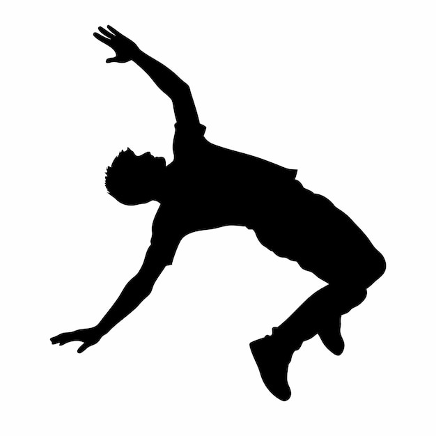 un hombre está saltando en el aire con una silueta negra de un hombre
