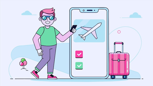 un hombre está señalando un teléfono con un hombre señalando un avión
