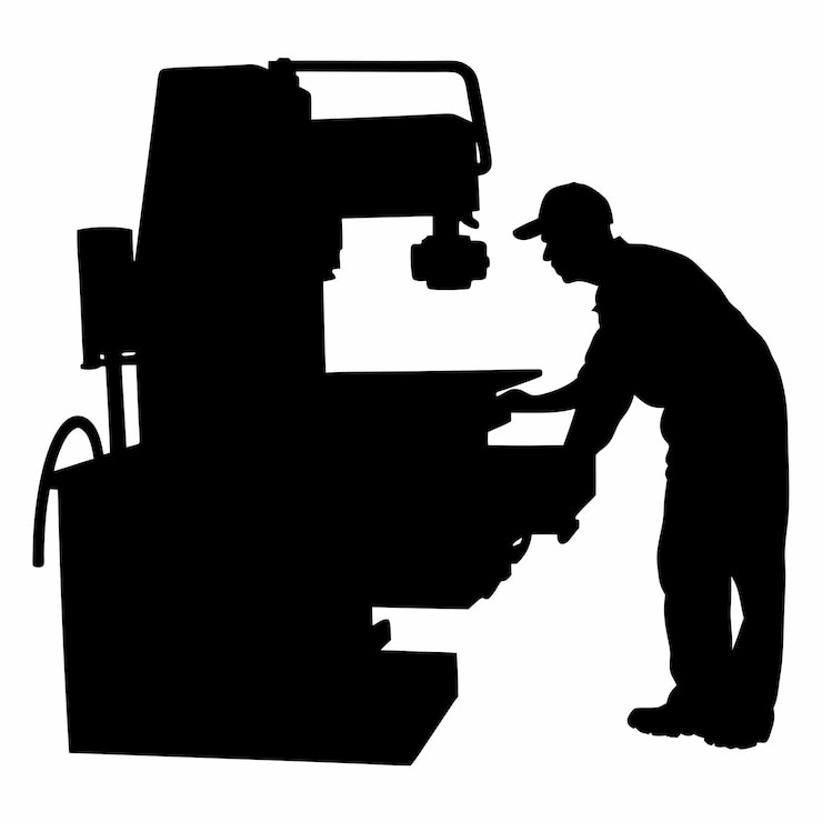 Vector un hombre está trabajando en una máquina