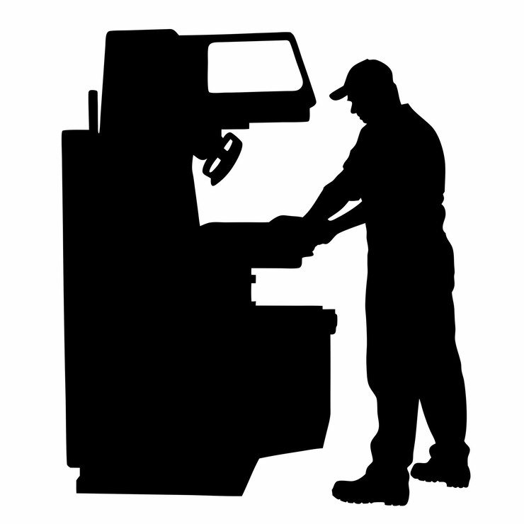 Vector un hombre está trabajando en una máquina