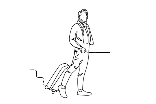 Un hombre está de vacaciones en las regiones polares Viaje dibujo en línea