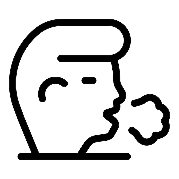 Hombre exhalando aire que muestra síntomas de asma o enfermedad respiratoria