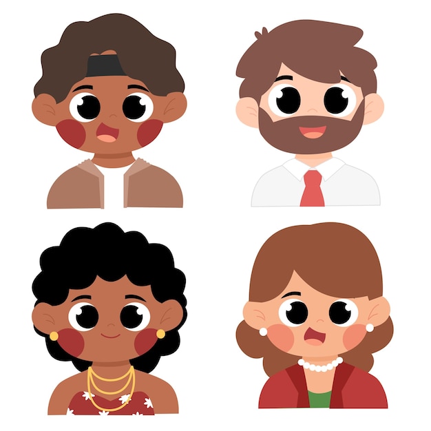 Vector hombre y familia cara feliz personaje avatar