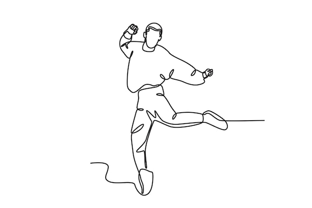 Un hombre feliz bailaba Bailando dibujo oneline.