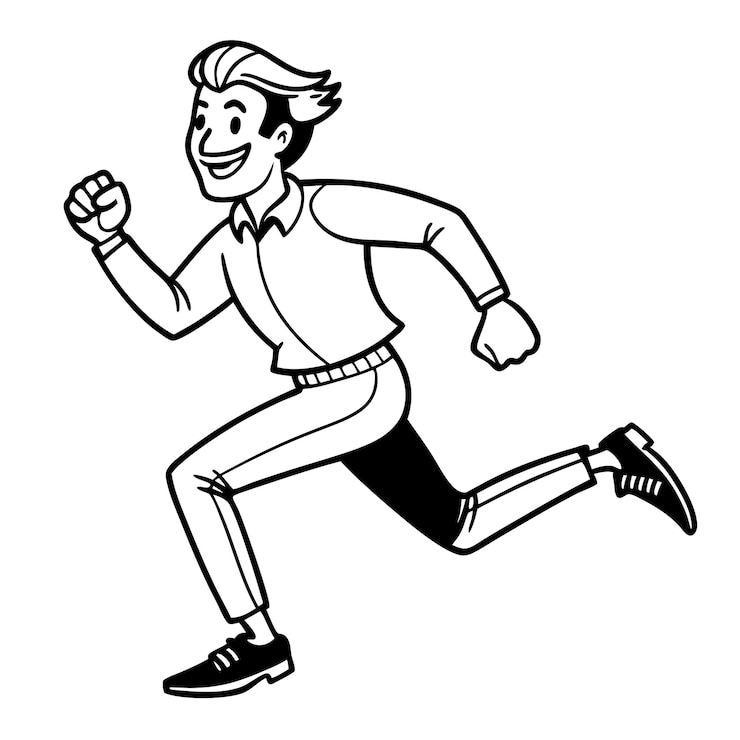 Vector hombre feliz corriendo dibujo continuo de una línea ilustración vectorial