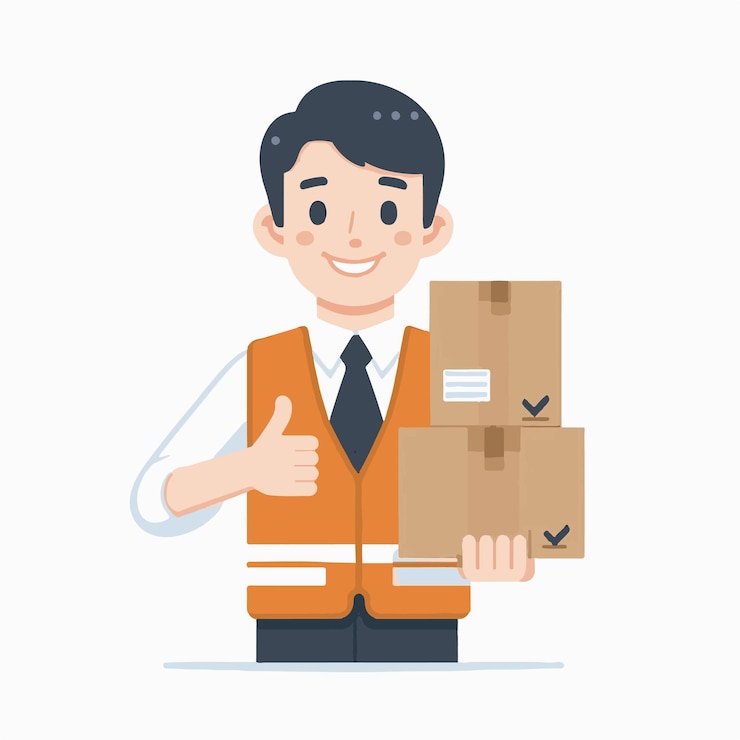 Vector hombre feliz de la entrega