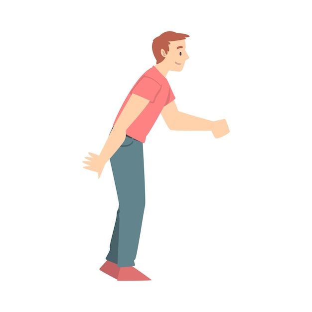 Hombre feliz estrechando la mano como breve saludo o tradición de despedida Ilustración vectorial