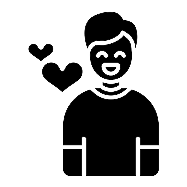Hombre feliz Glyph Ilustración negra sólida