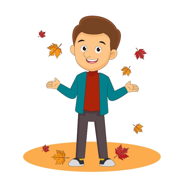 Un hombre feliz en medio del otoño