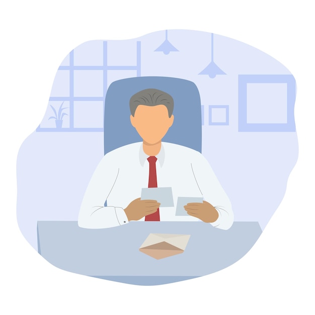 Hombre feliz recibió una carta importante Ilustración vectorial para banner web infografía móvil Apuesto hombre de negocios o gerente sosteniendo un sobre