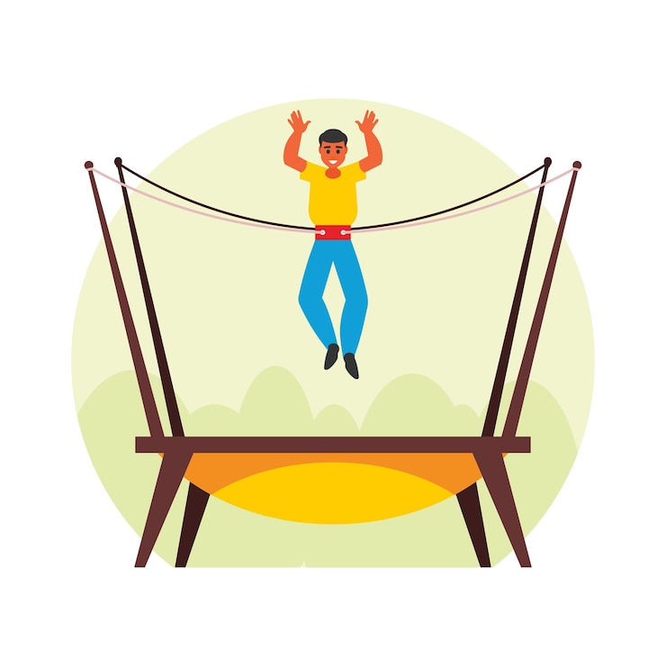 Vector hombre feliz saltando en el columpio ilustración vectorial en estilo de diseño plano