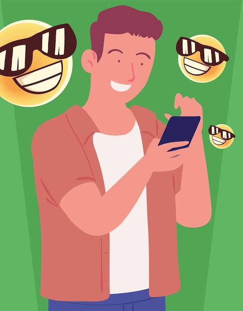 Hombre feliz con teléfono inteligente