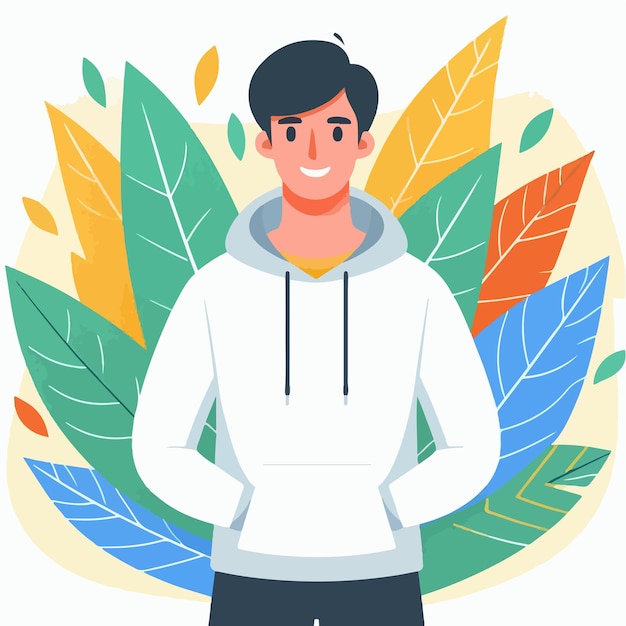hombre feliz vector con capucha
