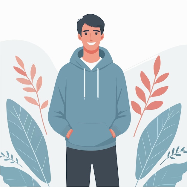 hombre feliz vector con capucha