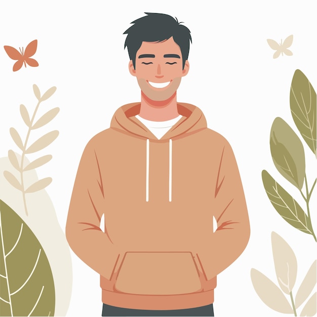 hombre feliz vector con capucha