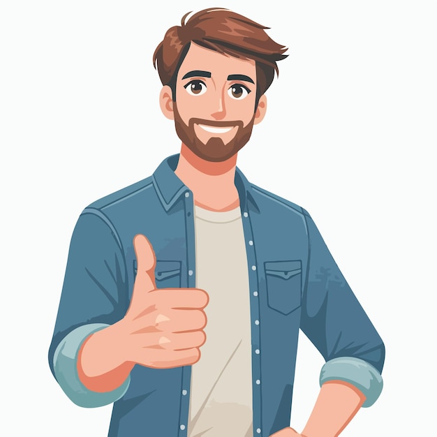 hombre feliz vector dando pulgares hacia arriba